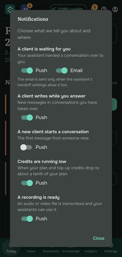 Notification settings