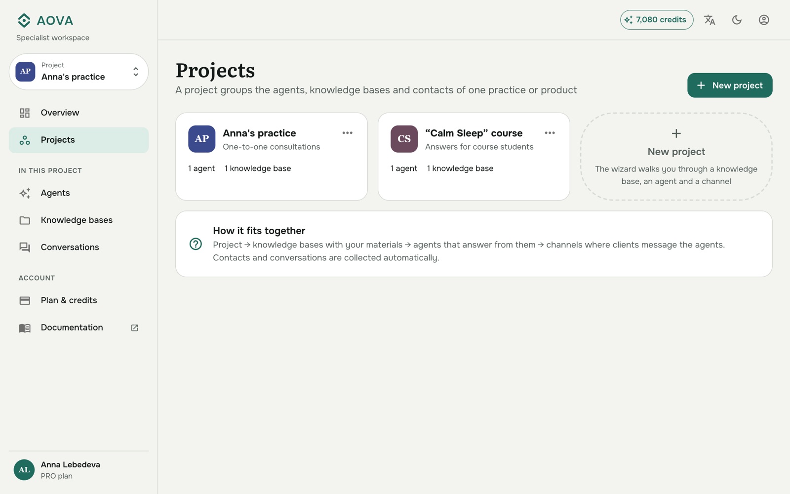 The Projects page